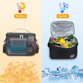 BALIGO Kühltasche 9L, [ Auslaufsicheres Futter ] Lunchbox Tasche, Lunchtasche Isoliert, Kühltasche Faltbar, Kleine Kühltasche, Lunchbag, Tragbar Lunch Tasche Arbeit Reisen Büro Picknick (Schwarz, 9L)