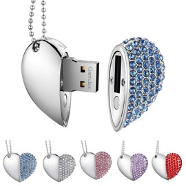 Garrulax USB Stick, Premium USB 2.0, Diamond Heart Shape 8GB / 16GB / 32GB USB Flash Drive Waterproof Memory Stick Memory Stick High Speed Transfer