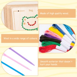 Giugio Embroidery Set for Beginners, Threading Game with 4 Animals, Embroidery Set for Beginners, Embroidery for Beginners for DIY Art, Beginner Embroidery Set with Yarn for Children, Craft Sets for