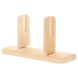 VOSAREA Bamboo Japanese Folding Fan Stand Holder Handheld Fan Display Stand Hand Fan Storage Rack Display Base (Beige)