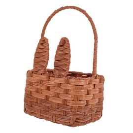 KOMBIUDA Woven Bunny Ear Decorative Storage Basket Cute Picnic Basket Handle Portable Flower Organizer for Home Decor