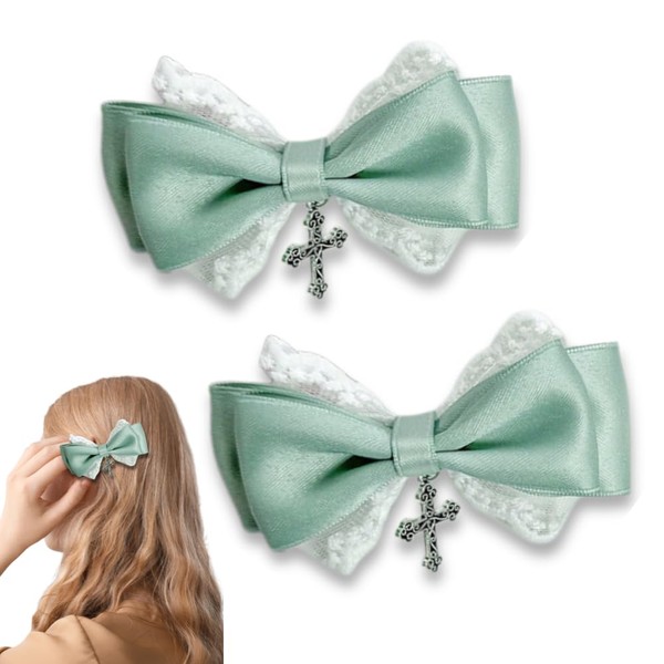 2 Piece Set Hair Clip, Cross Ribbon, Bowknots, Lace, Hair