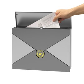 Nobilsteel Wall Mount Mailbox, Mailbox with Lock and Keys, Weatherproof Mailboxes for Outside The House, 10.24H x 14.37L x 3.94W Inches (Slate)