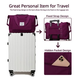 Jahomieo Large Capacity Foldable Travel Bag, Expandable Waterproof Carry on Bag, Dry and Wet Separation Spor Duffel Bags