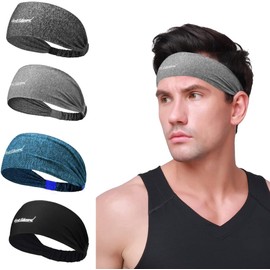 Scott Edward Diademas Deportivas para La Cabeza, 4PCS Banda para Cabello Hombre, Diademas de Cabello Absorbe El Sudor, Transpirable, Antideslizante, para Correr, Baloncesto, Fútbol, Tenis, Yoga