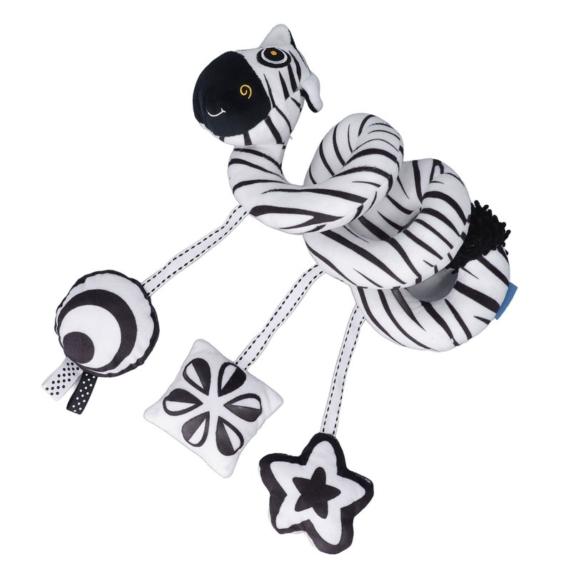 Baby Plush Animal Stroller Toys Black and White Spiral Activity