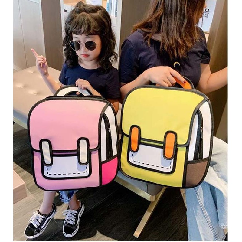 Kawaii Backpack Cute Cartoon 3D Jump Style 2D Drawing from
