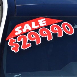 EZ Lettering Car Dealer Windshield Stickers Large Corner Slogans Red and White 10 packs