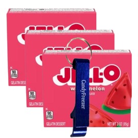 Gelatin Dessert Mix - 3 oz Boxes (Pack of 3) - with Candy Freezer Bottle Opener Keychain (Watermelon) - Keychain