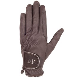 AK Horse Riding Gloves Ladies, Men & Kids Equestrian Gloves with Stones (Brown, S)
