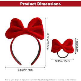 JazSwirl Snow White Headband, Red Bow Headband with Bow Tie