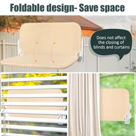 Sunhoo Cat Window Hammock Perch Cordless Perches Window Sill Seat Bed Foldable Stable Lounger Upgraded Suction Cup Easy Assembly Indoor Cats Kitty Shelf Hold Up to 55lbs (Beige, L)