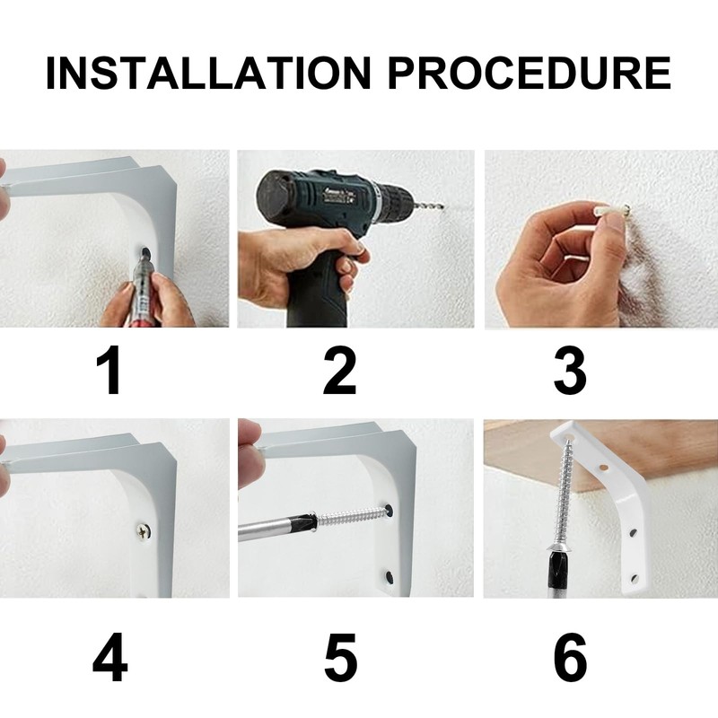 Jiozermi 8 Pcs Heavy Duty White L Brackets, 3 x