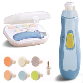 Baby Electric Nail File | Safe + Easy Baby Nail Trimmer, Baby Nail Clipper + Nail Filer Cutter for Newborn, Infant, Toddler, or Adults’ Fingernail/Toenails, 7 Buffer Pad, LED Light, Storage Case