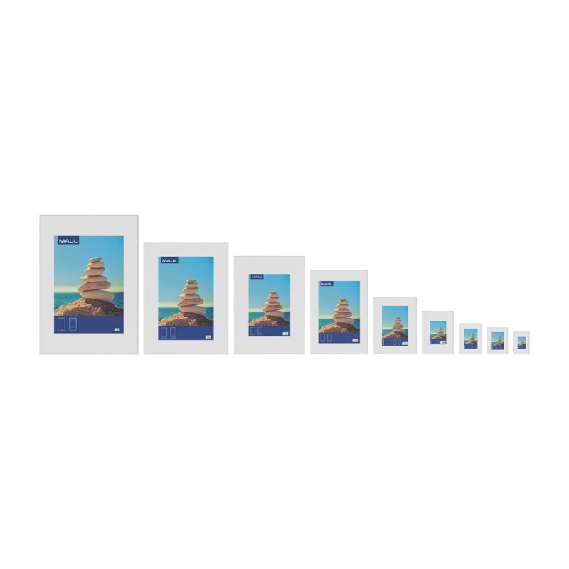MAUL Picture Frame, Aluminium MDF Plastic Glass, White, 10 x