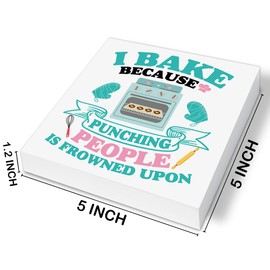 Funny Baking Gifts for Women, Humor Cooking Gifts for Bakers Wood Block Sign Kitchen Bakery Decor