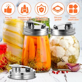 4Pcs Mason Can Lid, 304 Stainless Steel Regular Mouth Pour Flip Cap Lids for Mason Jars, Silicone Plug Nozzle Sealing Lid Dishwasher Safe for 2.76 Inch(silver,4)