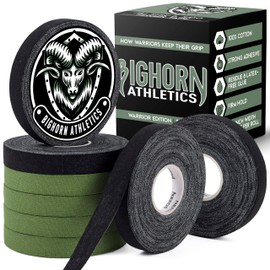 Bighorn Athletics Jiu Jitsu Finger Tape | EZ-Tear, Zinc Oxide Adhesive | Sports Tape for BJJ, Judo, Wrestling, Climbing, Volleyball, Hands & Toes | 0.5-Inch x 45-feet, 8-Rolls, Military Green & Black