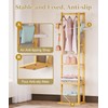 Cozivolife Bamboo Heavy Duty Small Clothing Coat Rack with Shelves