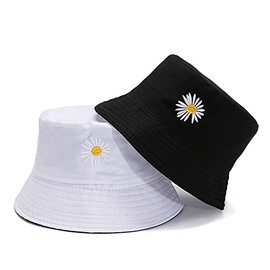 YKKJ Fishing Hats Bucket Hat Cotton Unisex Foldable Fishing Hat Cap Wide Brim Sun Hat for Hunting Hiking Camping Travel Fishing (White & Black) Decoration, E