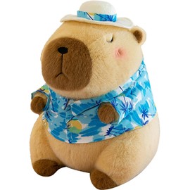 Capybara Plush Toy,Cute Capybara Plush with Blue Shirt,Capybara Plush Doll Throw Pillow for Boys Girls Kids Adult Party Birthday Christmas