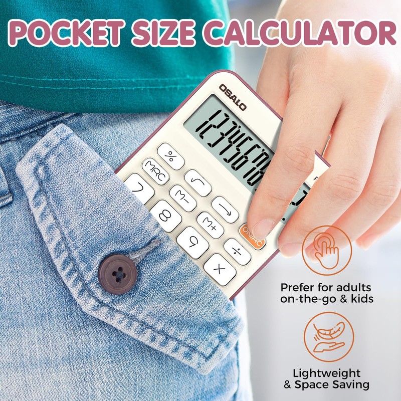 Pendancy Cute Compact Desk Calculator, 12-Digit LCD Display, Basic Functions,