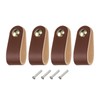 sourcing map 4 Packs Leather Drawer Pulls, Single Hole Leather
