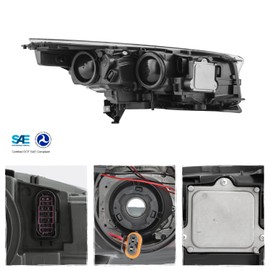 AKKON -Fits 2017-2019 Ford Escape [Halogen Type] Projector Chrome Bezel Headlight Passenger Right Side w/LED DRL Running