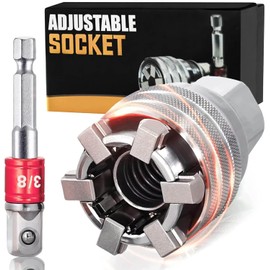 Yuentoen Adjustable universal socket wrench, 10-19 mm universal spanner universal socket wrench with adapter 65 mm, screwdriver tool for metric 3/8-3/4 inch ratchet wrench