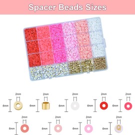 Sunbilien 2064Pcs Clay Beads Bracelet Kit,4 Color 6mm Polymer Flat Round Polymer Clay Beads with Letter Beads and Gold Beads for Kids DIY Craft for Jewelry Making