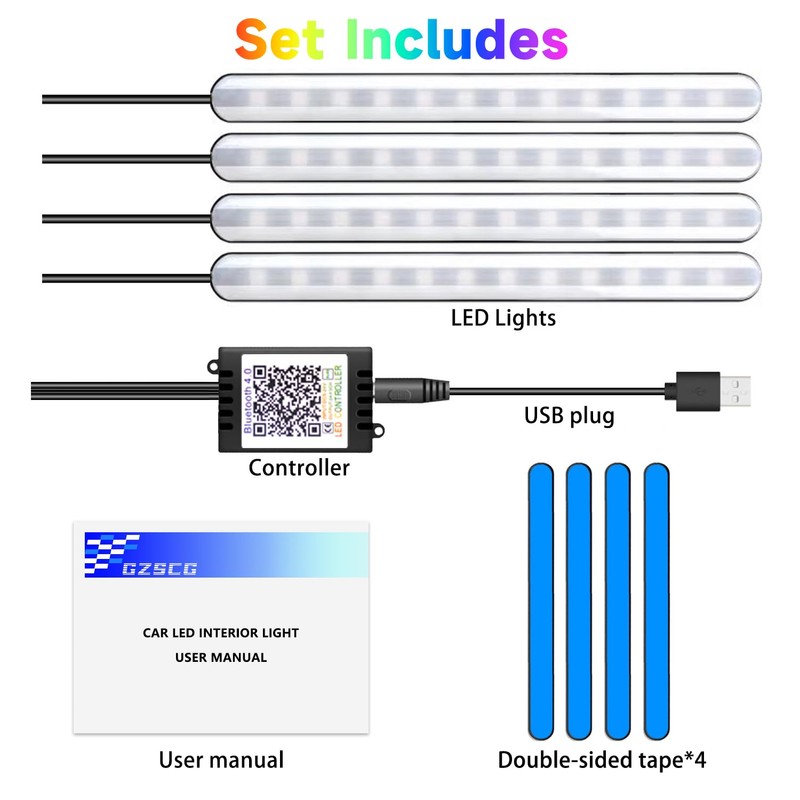 GZ5CG Car Interior Ambient Lights Multicolor Under Dash Footwell Atmosphere