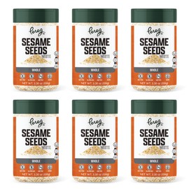 Pereg White Sesame Seeds - (5.3 Oz x 6 Pack) - Rich Dark Color - Unhulled And Raw Sesame Seeds - Crunchy & Nutty Flavor - Keto Friendly - Vegan - Non-GMO - Kosher Certified