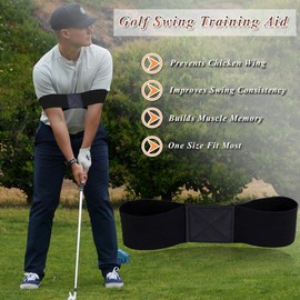 Golf Swing Training Aid, Swing Correcting Arm Band for Muscle Memory & Connection - Golf Swing Trainer Golf Grip Trainer for Right & Left-Handed Players (Black)
