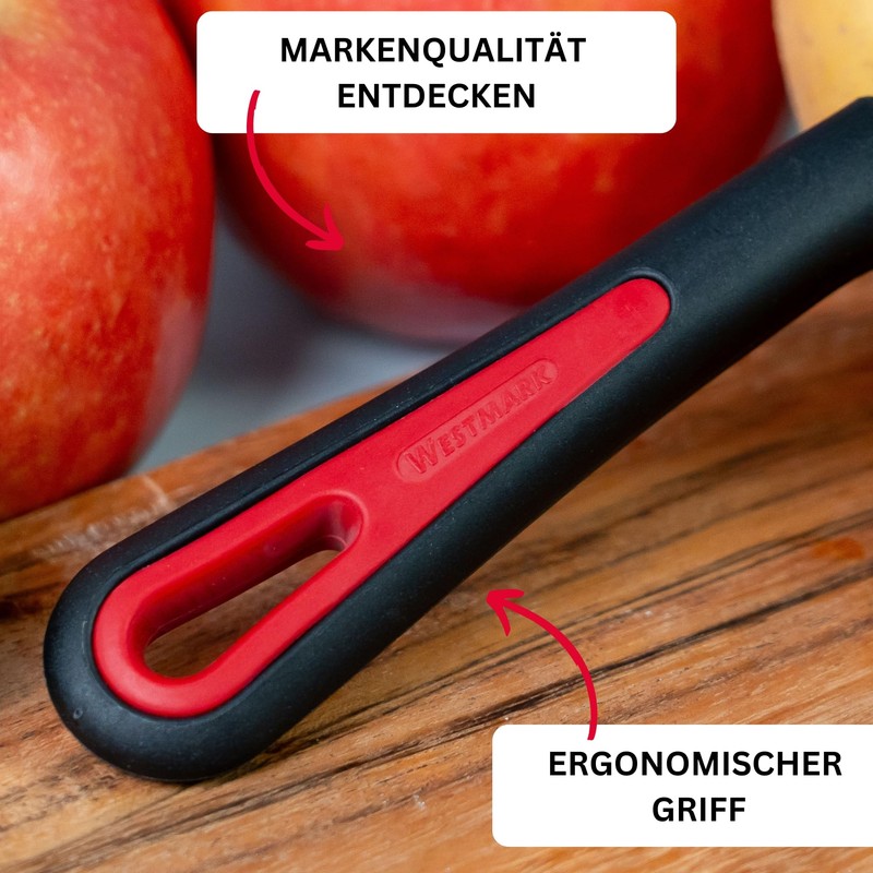 Westmark Gallant Peeler, Plastic/Stainless Steel, Black/Red/Silver, 16.5 x 3.7 x
