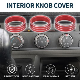 TUCKBOLD AC Air Conditioner Climate Heater Control Switch Knob Cover Ring for VW Tiguan CC Passat B7 B8 T-ROC Sturdy | Interior Decal Trim Red 3 Pcs