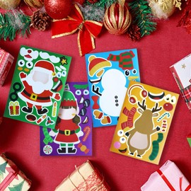 VABAMNA Christmas Make-a-face Stickers, 32 Sheets Christmas Stickers Make Your Own Sticker with Snowman Elk Christmas Crafts for Kids for Xmas Party Favor Supplies Holiday Game Rewards