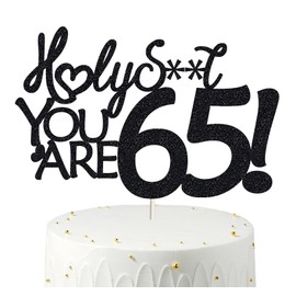 65 decoraciones para tartas de cumpleaños, purpurina negra, divertida decoración para tartas de 65 años para hombres, 65 decoraciones para tartas para mujeres, decoraciones de 65 cumpleaños, decoración para tartas de 65 cumpleaños de 65 años