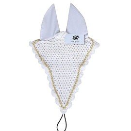 Generic Long Tie Down Horse Ear Bonnet Fly Veil Ear Net Mask Crochet (White, Cob/Medium)