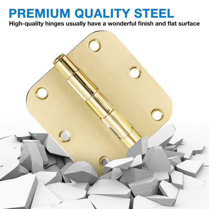 Rounded Door Hinges 3-1/2" x 3.5 inch, 5/8 Radius, Polished