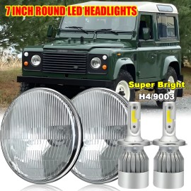 Unbranded 7" inch  Round LED Headlights DRL Hi/Lo Beam Pair For Land Rover Defender 90 110
