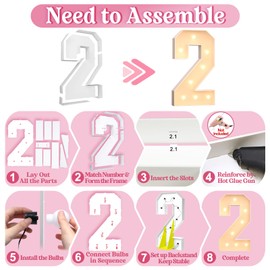 Gigantic Luminous Numbers Decoration Birthday, Wedding Anniversary, 2nd Birthday Party, Luminous Numbers LED, Wedding Decoration, Birthday Engagement Decoration, Party Accessories, Number 2