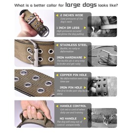 Large Dog Collar Heavy Duty - 2 inch Wide with Handle for Extra Large Breed Dogs, 1/3" Thick Nylon Chew Proof Tactical Collar, Good Choice for German Shepherd,Pitbull,Rottweiler 22"-27"