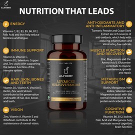Advanced Multivitamin and Minerals - 120 Tablets, (4 Month Supply) 26 A-Z High Strength Bioactive Vitamins and Minerals. Daily Tablets for Men & Women – UK Manufactured