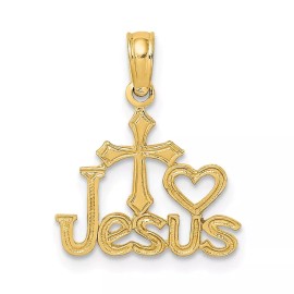 GlittersandGold 14K JESUS W/ Cross and Heart Charm Bracelet Necklace
