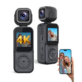 4K Vlogging Camera Pocket Action Cameras with Dual-Lens Mini Body Cam