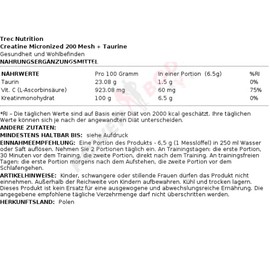 Trec Nutrition Creatine Micronized 200 Mesh + Taurine Increase Muscle Mass Strength Bodybuilding 400 g Tin