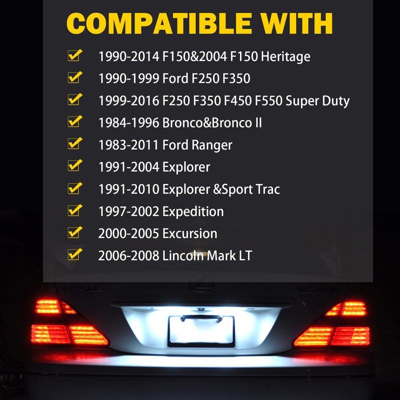 LED License Plate Light Tag Lights Assembly Compatible with Ford