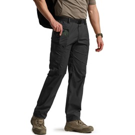 CQR Men's Quick Dry Tactical Pants, Water Resistant Outdoor Pants, Lightweight Stretch Cargo Work Hiking Pants, Runyon Cargo Pants Black, 34W x 34L