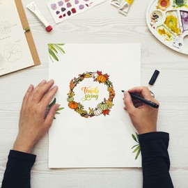 GLOBLELAND Thanksgiving Clear Stamp Autumn Pumpkin Transparent Silicone Stamp Wreath Leaf Rubber Stamp for Scrapbook Journal Card Making 4.3 x 6.3 Inch