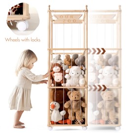 Mloong Stuffed Animal Storage, Wood Stuffed Animal Zoo Storage,Space Save Toy Organizer, Extra Large Capacity Plush Toy Cage,Stuffed Animal Holder,Gift for Nursery Playroom Kidroom Bedroom-54 inch